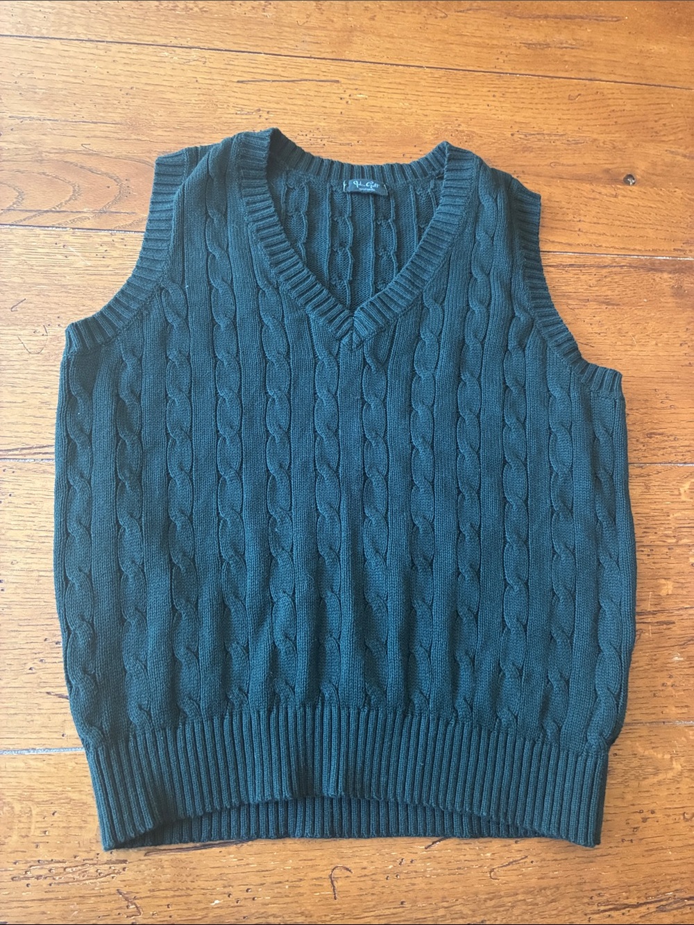 Brandy Melville Dark Green Cable Knit V-Neck Sweater Vest